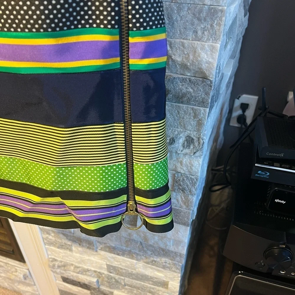 Multi-Color Lined Mini Skirt – Side Zipper